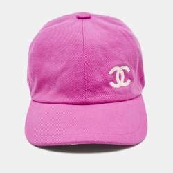 Pre Owned Chanel Pink CC Embroidered Cotton Baseball Cap Size 56
