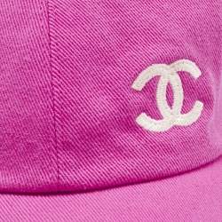 Pre Owned Chanel Pink CC Embroidered Cotton Baseball Cap Size 56