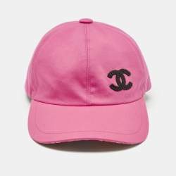 Pre Owned Chanel Pink CC Embroidered Cotton Baseball Cap Size 56