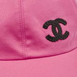 Pre Owned Chanel Pink CC Embroidered Cotton Baseball Cap Size 56