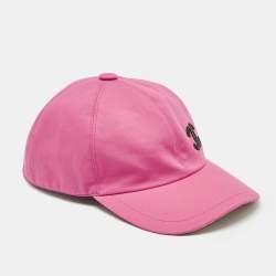 Pre Owned Chanel Pink CC Embroidered Cotton Baseball Cap Size 56
