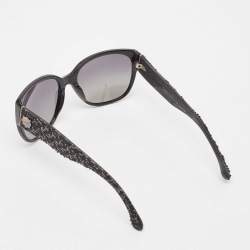 Pre Owned Chanel Black Silver Tone 5237 Cat Eye Sunglasses