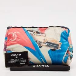 Chanel Multicolor Car Printed Fabric Cosmetic Pouch