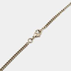 Pre Owned Chanel CC Crystals Gold Tone Pendant Necklace