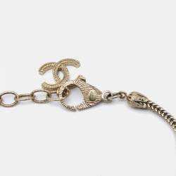 Pre Owned Chanel CC Faux Pearl Gold Tone Long Necklace