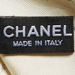 Chanel  CC Off White Grey Silk  Scarf