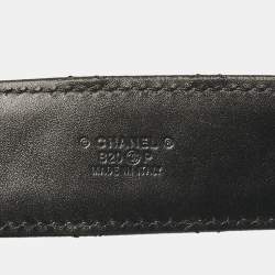 Pre Owned Chanel Black Quilted Leather CC Chain Belt 85CM