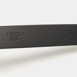 Pre Owned Chanel Black Leather CC Crystals Belt 80CM