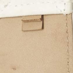 Pre Owned Chanel White Quilted Leather CC Belt 85CM