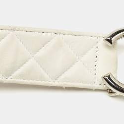 Pre Owned Chanel White Quilted Leather CC Belt 85CM