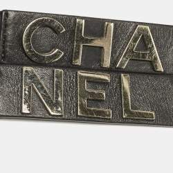 Chanel Black Pleated CC Logo Elastic Belt 85CM