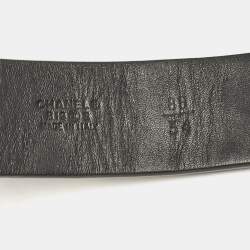 Chanel Black Pleated CC Logo Elastic Belt 85CM