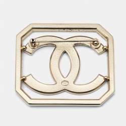 Chanel CC Crystals Gold Tone Brooch