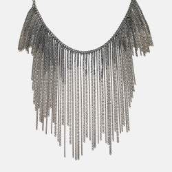 Pre Owned Chanel Ombré Chain Fringe Two Tone Metal Necklace
