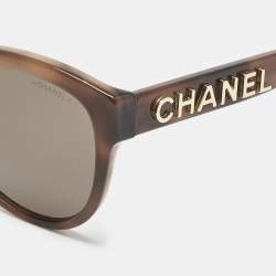 Chanel Brown Gradient 5458 Logo Butterfly Sunglasses