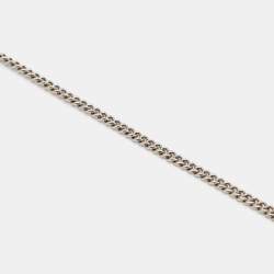 Pre Owned Chanel CC Crystals Faux Pearl Silver Tone Necklace