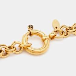 Chanel CC Mirror Gold Tone Medallion Necklace