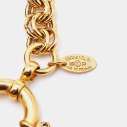 Chanel CC Mirror Gold Tone Medallion Necklace