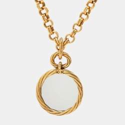 Chanel CC Mirror Gold Tone Medallion Necklace