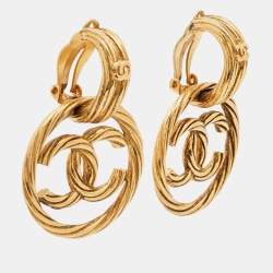 Pre Owned Chanel CC Gold Tone Earrings
