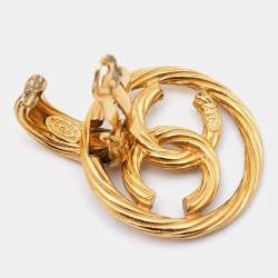 Pre Owned Chanel CC Gold Tone Earrings