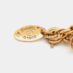 Pre Owned Chanel CC Gold Tone Station Bracelet