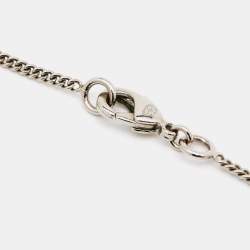 Pre Owned Chanel CC Crystals Faux Pearl Silver Tone Necklace