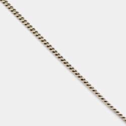 Pre Owned Chanel CC Crystals Faux Pearl Silver Tone Necklace