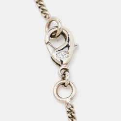 Pre Owned Chanel CC Crystals Faux Pearl Silver Tone Necklace