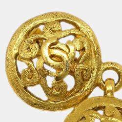 Chanel Gold Plated Dangle Earrings 