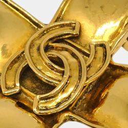 Chanel Gold Plated Cross Brooch Pin 