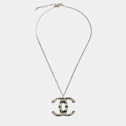 Chanel Artificial Pearl Gold Chain Pendant Necklace 