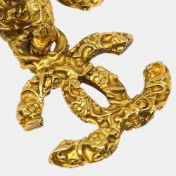 Chanel Gold Pleated Dangle Earrings 
