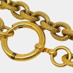Chanel Gold Plated Medallion Pendant Necklace 