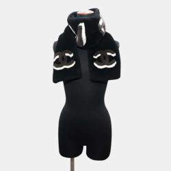Chanel Black Mouton CC Logo Scarf