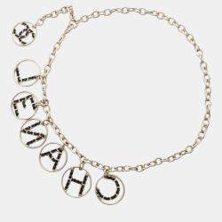 Chanel Gold Metal Leather CC Charm Chainbelt