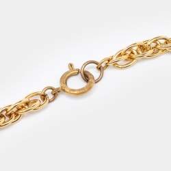 Pre Owned Chanel CC Gold Tone Pendant Necklace