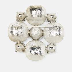 Pre Owned Chanel CC Crystals Silver Tone Brooch
