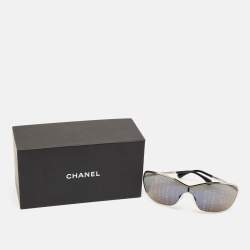 Chanel Black/Silver Monogram 71212 Shield Sunglasses