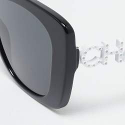 Pre Owned Chanel Black/White Gradient 5422B Logo Crystals Butterfly Sunglasses