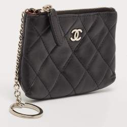 Chanel Black Quilted Leather CC O-Key Holder