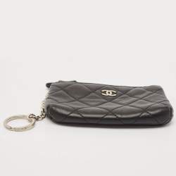 Chanel Black Quilted Leather CC O-Key Holder