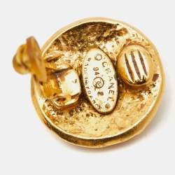Pre Owned Chanel CC Round Gold Tone Earrings