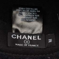 Pre Owned Chanel Navy Blue Fantasy Tweed Runway Boater Hat M
