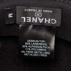 Pre Owned Chanel Navy Blue Fantasy Tweed Runway Boater Hat M