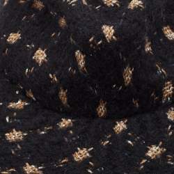 Pre Owned Chanel Navy Blue Fantasy Tweed Runway Boater Hat M