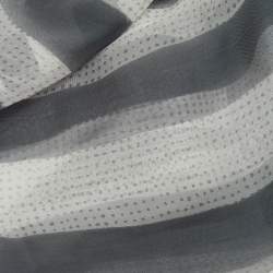 Chanel Grey Stripe Print Silk Scarf 