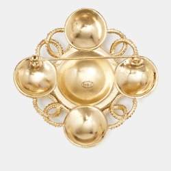 Pre Owned Chanel CC Gold Tone Brooch