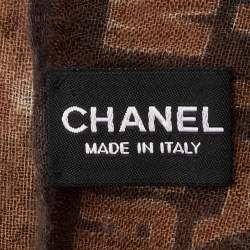 Chanel Brown Printed Cashmere Blend Scarf 