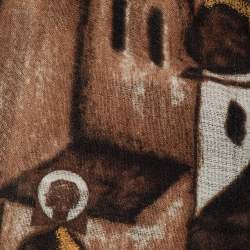 Chanel Brown Printed Cashmere Blend Scarf 
